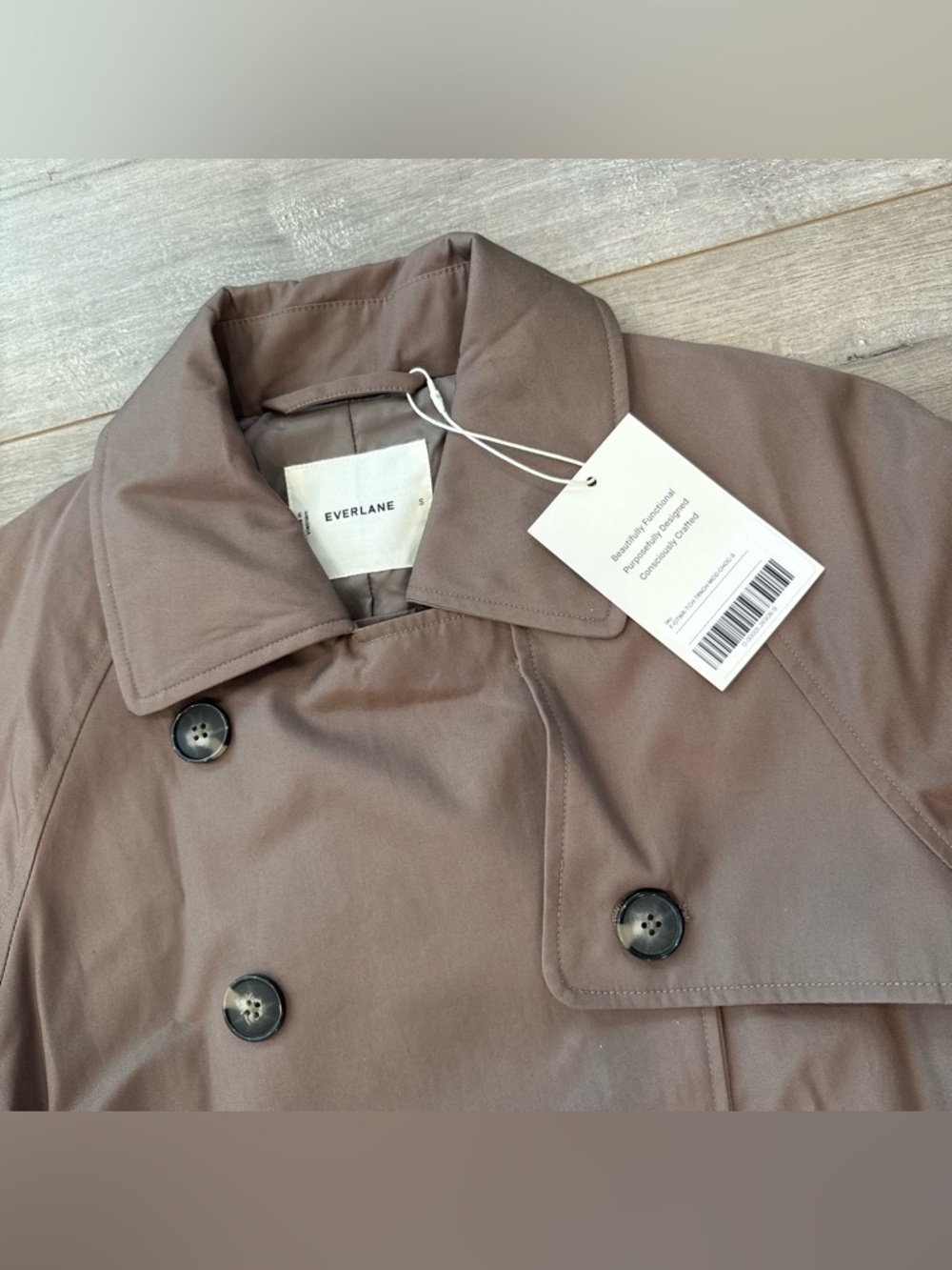 New Everlane The Modern Trench Coat Chocolate Brown Size S Belted $288 Retail - Picture 7 of 11